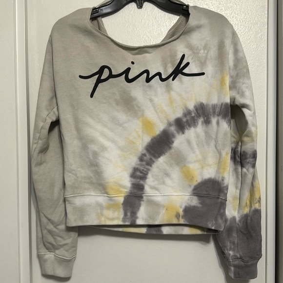 Victoria’s Secret PINK - Off The Shoulder Grey Tie Dye Sweatshirt - (make offer) - Picture 1 of 3